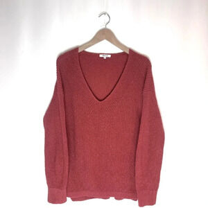 Madewell Knit Dark Orange V-Neck Sweater Size L
